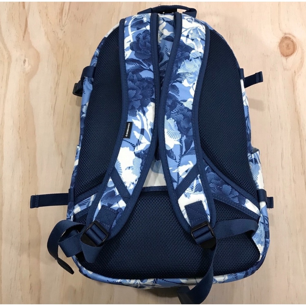 Converse Straight Edge Backpack Blue Floral Peony Print Laptop Bag 10007783 - Picture 4 of 8